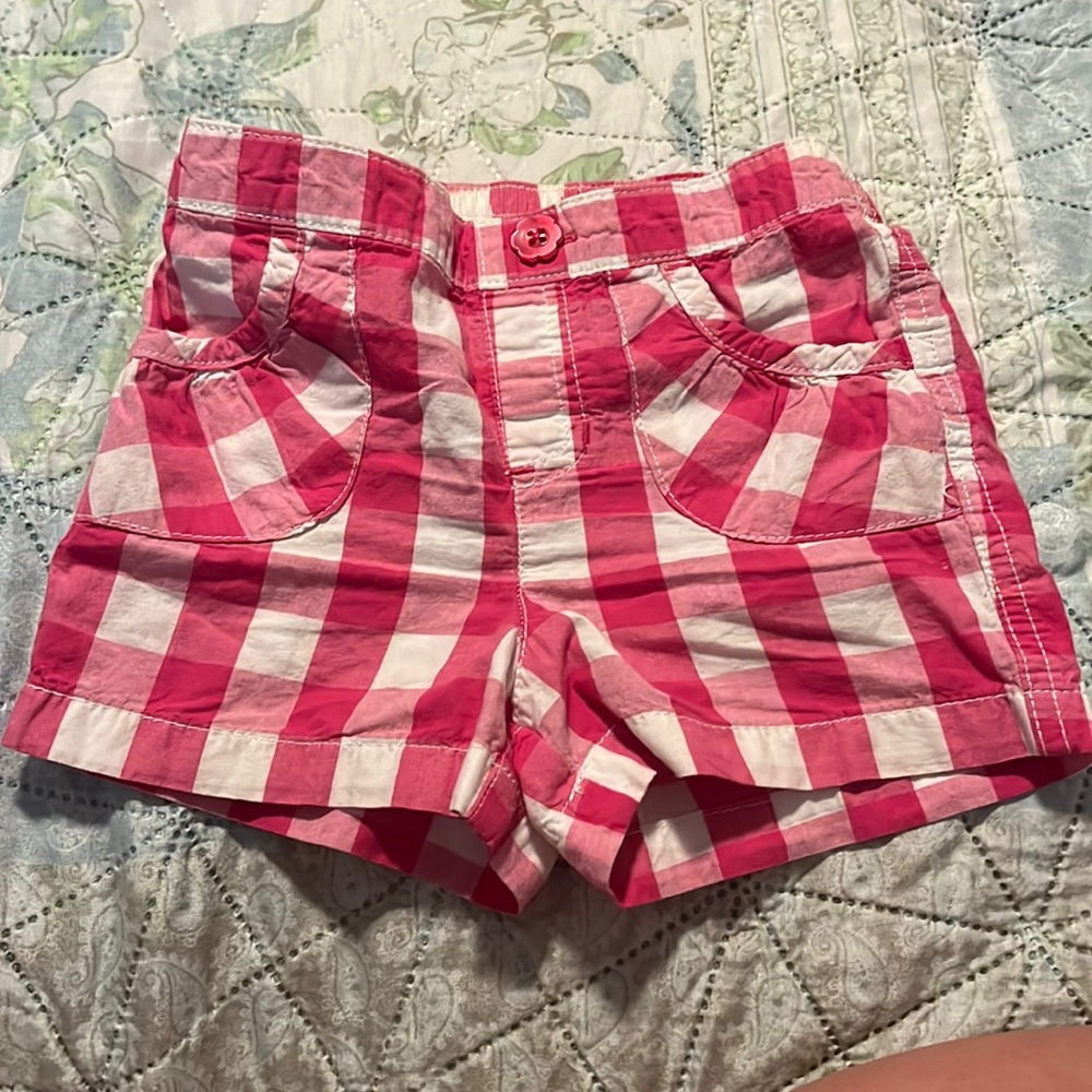 24 months pink and white checkered print shorts